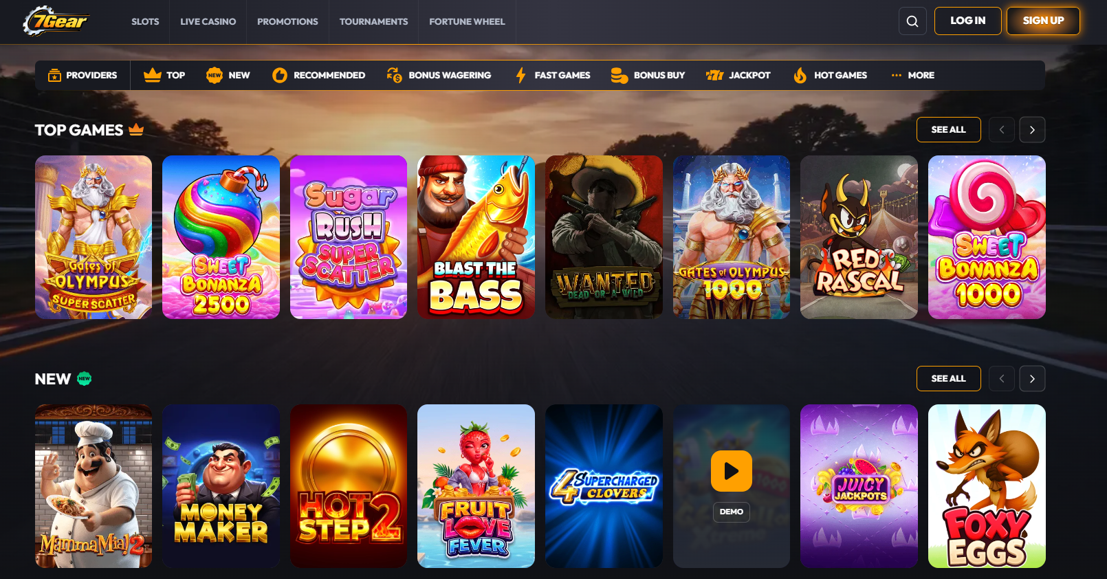 Screenshot van de 7Gear website